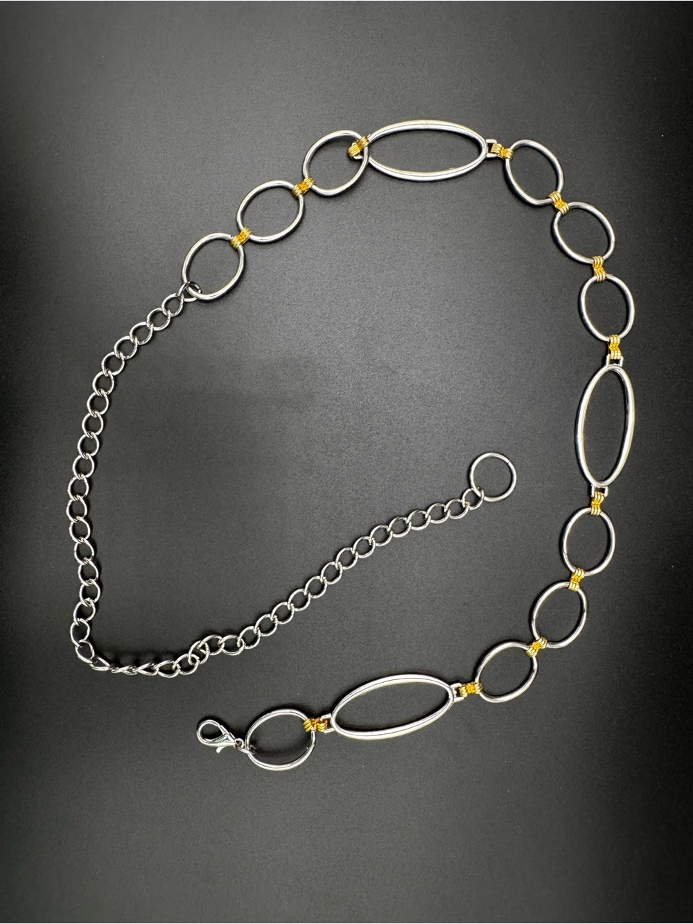 Two-Tone Silver and Gold Oval Link Waist Belt
